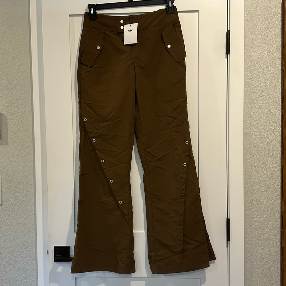 Button Cargo Flare Pants
